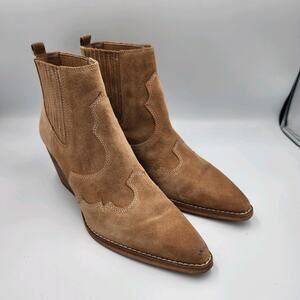 Sam Edelman Winona Western Bootie Tan Suede Ankle‎ Boot Sz 8